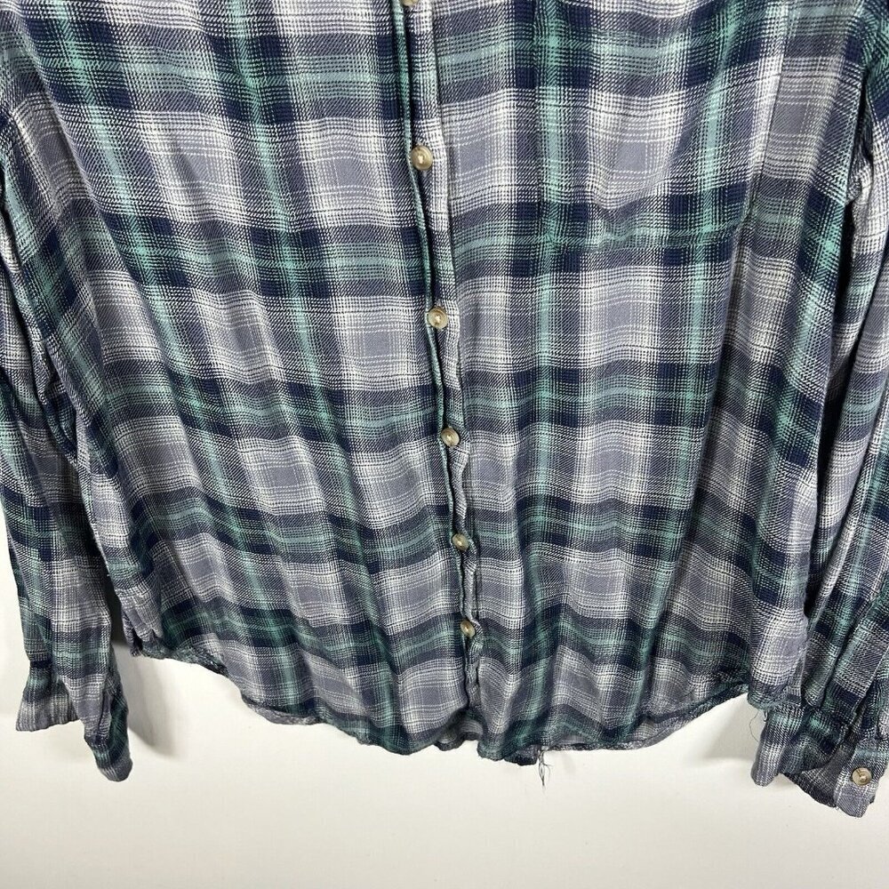 Lucky Brand Womens Green Purple Plaid‎ Button-Up Flannel Shirt Women’s Size M - Picture 4 of 10